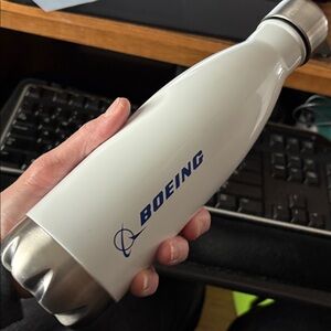 Boeing White Stainless Steel Water Bottle